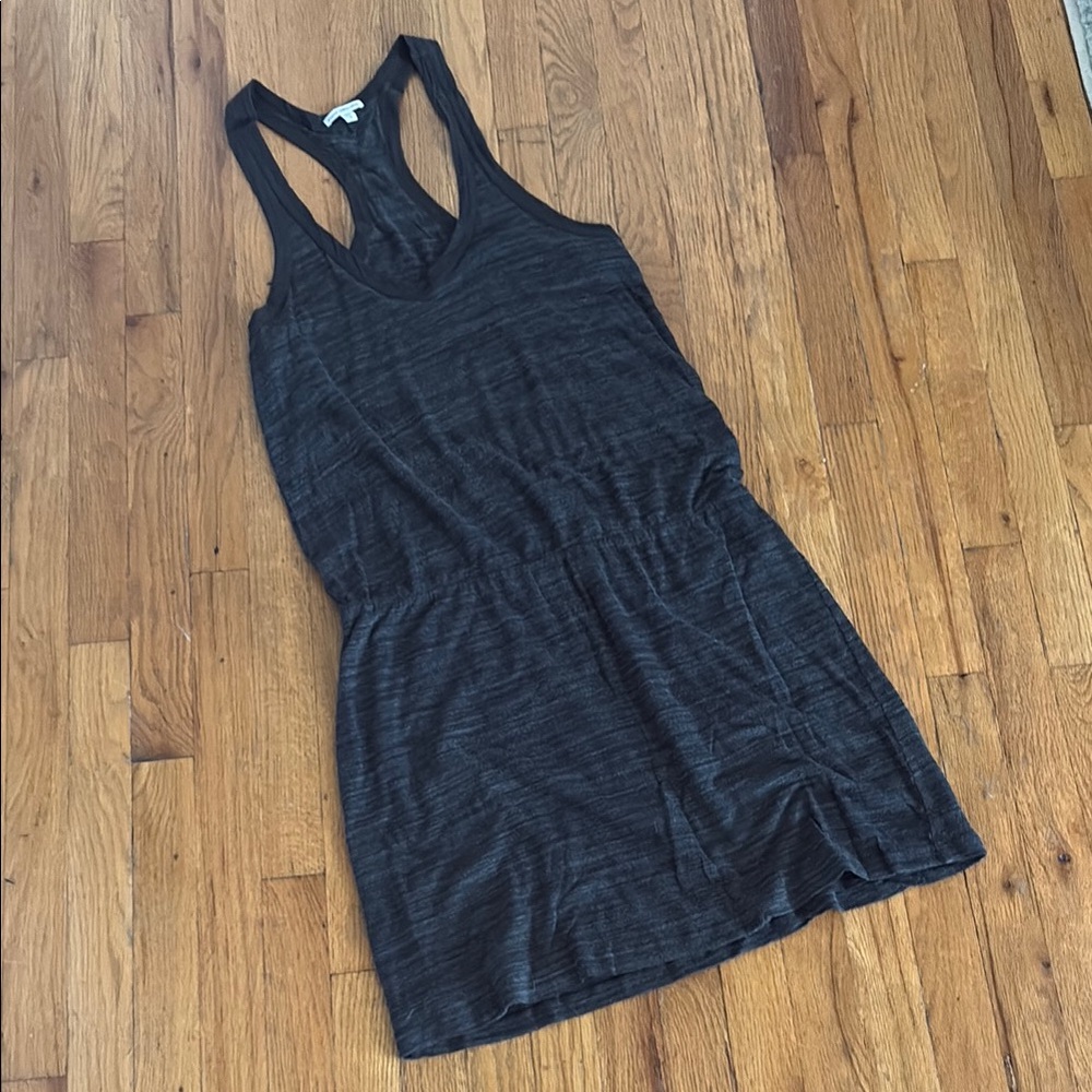 James Perse Soft Knit Patterned Gray Racerback Dr… - image 1